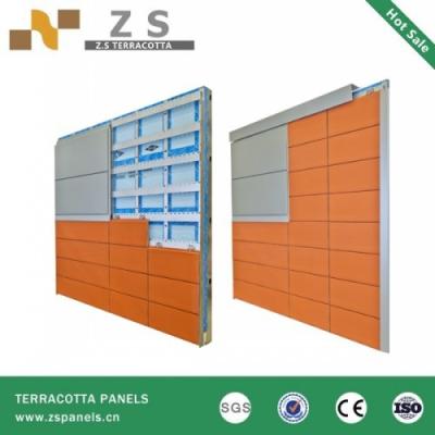 China Clay terracotta facade panels with fixing accessories system for dry hanging for sale