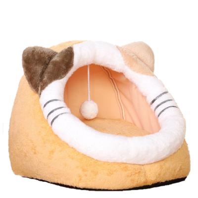 China Warming Pet Products 2021 New Furret Model Plush Keep Warm In Autumn Winter Cat Removable Washable Pet Bed for sale