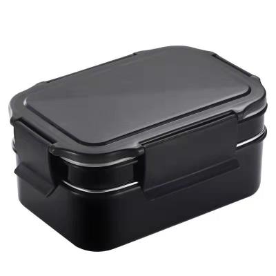 China Hot Selling 304 Stainless Steel Amazon Minimalist Travel Heat Portable Lunch Box Bento Double Layers Preservation for sale