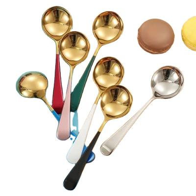 China Wholesale High Quality Disposable Colorful Stainless Steel Restaurant Soup Spoon Tableware for sale