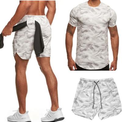 China Wholesale Custom Men's Summer Short Sleeve Shorts Breathable Sets High Waist Camouflage Sportswear Jogger Shorts Set for sale