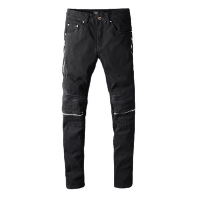 China 2022 New Black Jeans Brand Breathable Fashionable Locomotive Folds Mens Designer Jeans Wholesale Mens Zippers Jeans for sale