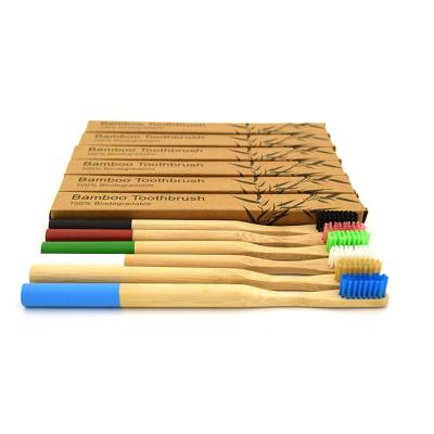 China 7 Colors 1PC Rainbow Bristle Toothbrush Travel Wooden Handle Soft Eco-Friendly Natural Bamboo Disposable Toothbrush Oral Care for sale