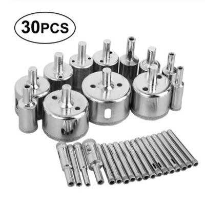 China 30PCS Diamond Tool Drill Bit Hole saw set for 15x6-50mm glass ceramic marble pro to make clean and precise hole on glass tile JYD-drill-9 for sale