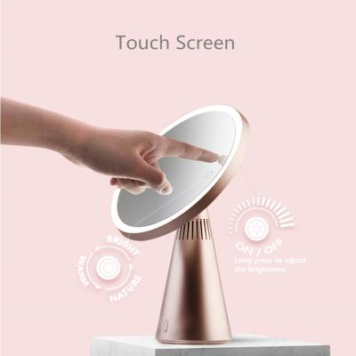 China 5X Makeup Mirror Cosmetic LED Desktop Magnifying Mirror Reflects With Luminous Light 90 Degree Rotating USB Cosmetic Makeup for sale