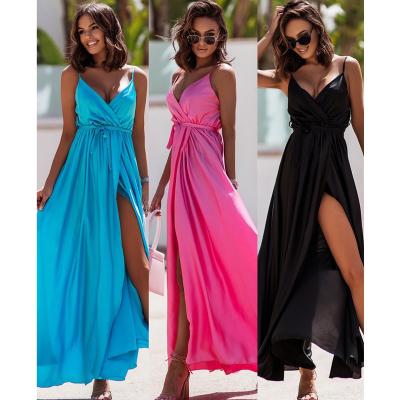 China Anti-Static Sling Sleeve Women Lace Up Women's Dresses Clothing Ladies Sexy Backless Maxi Dresses for sale