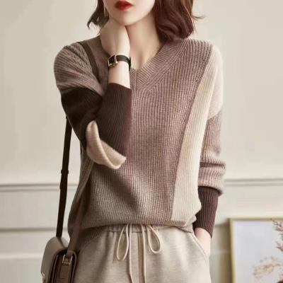 China QUICK DRY Korean color matching loose sweater vintage in autumn and winter and thick and supple and thin wool based top for sale