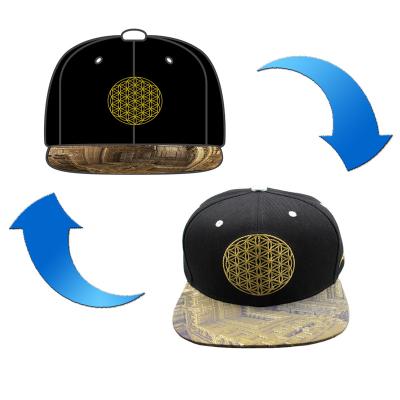 China OEM JOINT Custom Floral Hats Logo Embroidery Hiphop Cap Snapback Pattern Printing Brim for sale