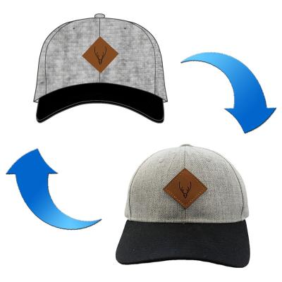 China JOINT Hot Sale 2 Tone 6 Panel Baseball Cap Hat With Leather Patch Custom for sale