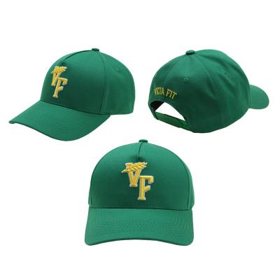 China Hot Selling COMMON Green 5 Color Panel Curved Brim 3D Baseball Cap 3D Baseball Cap Embroidery Logo Sports Caps for sale