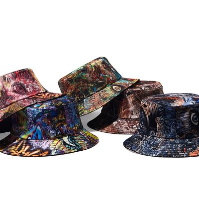 China Regular Wholesale Hot Sale Design Microfiber Graffiti Printing Custom Insti Pattern Bucket Hats for sale