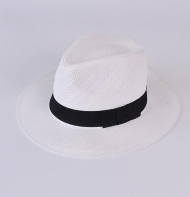 China Straw Wide Brim Paper Straw Summer Sun Cool Fedora Beach White Church Hats Paper Beach Character With Leather for sale