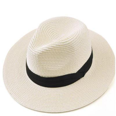 China B001 Character Black Ribbon Edge Panama Wide Paper Straw Hat Factory Wesrern for sale