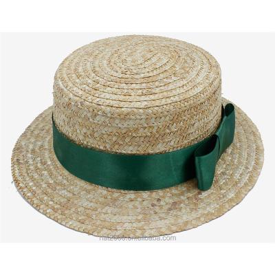 China Fashion\Comfortable Fashion\Durable\Summer Comfortable\Durable New Style Straw Flat Top Boater Hat Men's Natural Wheat With Grain Band Wholesale for sale