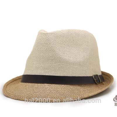 China Wholesale Character Straw Hats Factory Custom Paper Fedora Hats With Leather Belt for sale