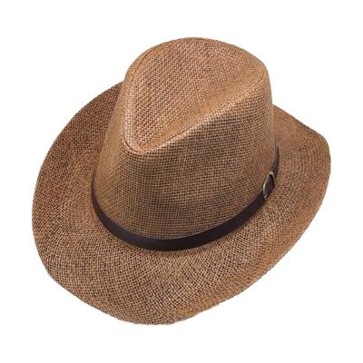 China Hot Promotional Straw Mens Folding Cowboy Hat Cartoon Character With Adjustable String for sale