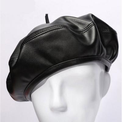 China Picture Leather Beret Hats For Autumn Winter Beret Cap Women Female Fashion Flat Hat for sale