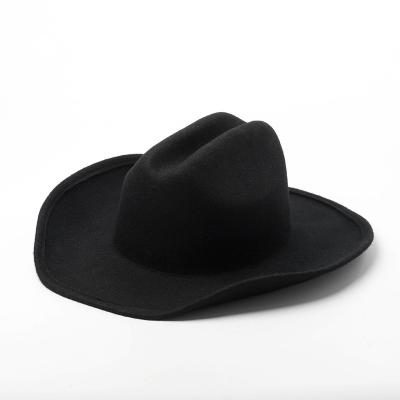 China Best Selling Character Wool Felt Black Promotional Design Your Own Cowboy Hat Blanks for sale