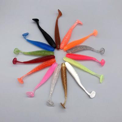 China Factory Outdoor Custom Bulk Shad Tent Artificial Worm T Tail Fishing Lure Swim Plastics Soft Baits for sale