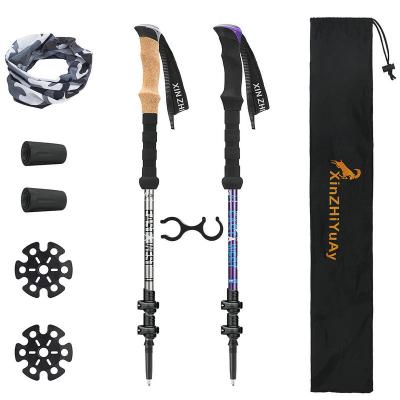 China Custom Ultralight Carbon Fiber Long/Short Foliding Trekking Poles Hot Selling Ultralight Folding Hiking Walking Stick Trekking Poles for sale