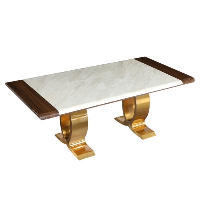 China . Luxury Style Gold Stainless Steel Base With Marble Top Dining Table And Chair For Family Dinner Table Customizable Dining Sets for sale