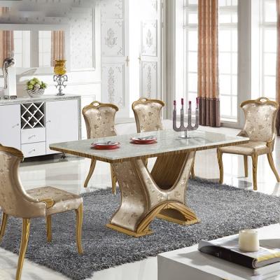 China . Luxury style modern square marble table dining table set with 6 seat restaurant furniture stone table set dining set for sale