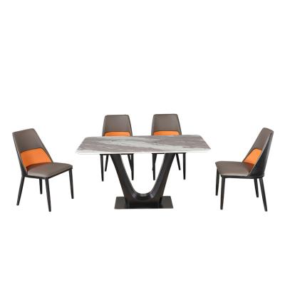 China . Simplicity Style Luxury Gray Marble Square Table Cheap Price Dining Table Set With 6 Chairs Dining Tables for sale