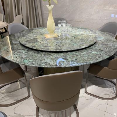 China . Green Luxury Style Agate Dining Table Stainless Steel Base Dining Table Set For 6 Or 8 Seats Natural Marble Dining Tables for sale