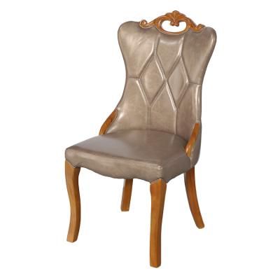 China (Height)Adjustable Furniture Upholstered Leather Dining Chair Solid Wood Seat Soft Upholstered Back Seat Dining Chair for sale