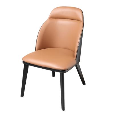 China (Size) Adjustable PU Seat Modern Leather Dining Chair For Restaurant Dining Soft Back Seat Hotel Chair Dining Chairs Wood for sale