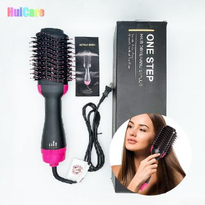 China Hotel Professional 4 in 1 Hot Air Ionic Electric Straightener Styling Curling Smoothing Brush One Step Hair Brush Dryer for sale