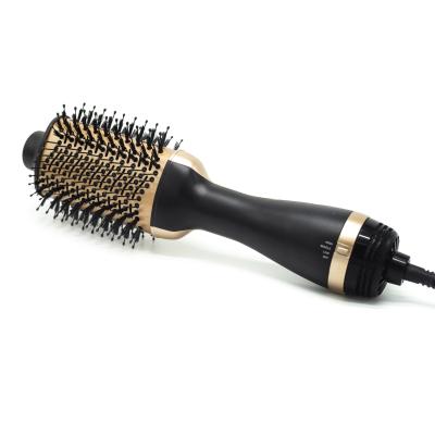 China Round Hair Straightening Styler Hot Air Blowout One Step Dryer Brush Electric Comb Fast Curling Hair Straightener Brush for sale