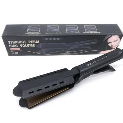 China Hot Sale Pro Hair Straightener 2 in 1 Hair Styling Tools PTC Titanium Flat Iron Fast Heater Steam Electric Hair Straightener Tools for sale