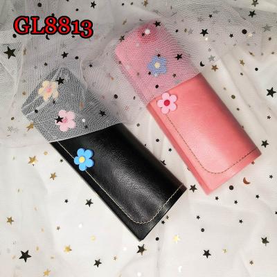 China PU Small Flower Sunglass Protective Hard Case Eyewear Safety Case Leather Optical Glass Glasses GL8813 Storage Box Case for sale