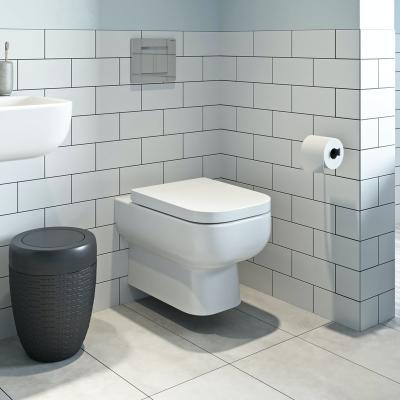 China Hidden Ceramic Tank Toilet Wall Mounted Toilet Bidet Bathroom Set Square Shape Wall Hung Toilet for sale