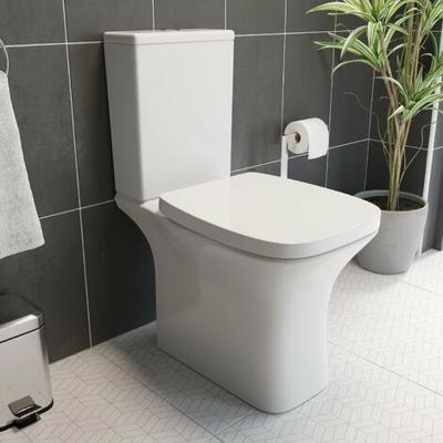 China P-Trap Luxury Two-Piece Washdown Double-Flow Toilet Flush Square Types WC Toilet For European Market for sale