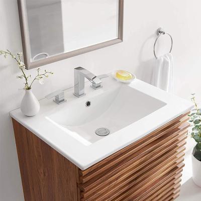 China Good quality sanitary ware countertop ceramic basin bathroon sink easy cleaning square washbasin for sale