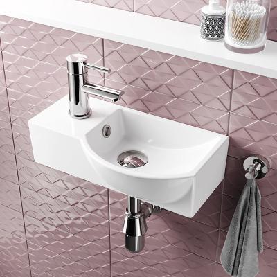 China Easy Cleaning Best Quality Porcelain Bathroom Wall Hung Basin Small Cheap White Ceramic Bathroom Wall Hung Basin Sink Wash Basin Wall Mounted for sale