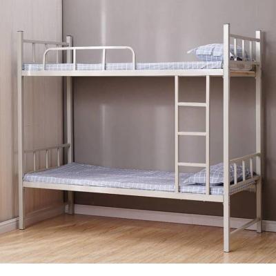 China Dorm Minimalist Double Decker Beds Metal Bunk Bed With Guardrail for sale