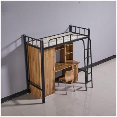 China Modern College Dorm Furniture Students Metal Loft Bed With Desk for sale