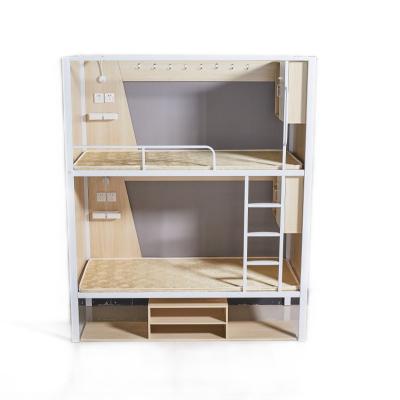 China High Quality Commercial Bookcase Headboard Furniture Dormitory Hotel Bunk Bed Metal Bed Apartment Bunk Bed With Storage Box for sale