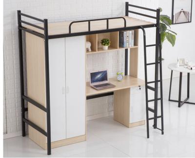 China Modern Dorm Furniture Wholesale Teens Single Loft Double Dorm Bed With Desk for sale