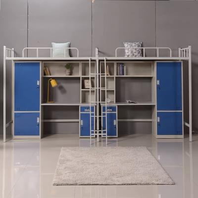 China Newly Designed Modern College Student Dorm Bunk Bed Display Rack Bed With Desk for sale