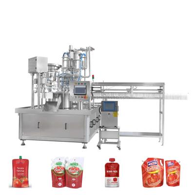 China Factory Price Automatic Fruit Food Mayonnaise Juice Ketchup Spout Pouch Filling Capping Machine Vinegar for sale