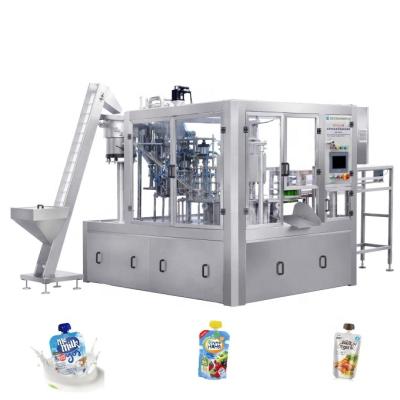 China Automatic Food Factory Price Soy Sauce Milk Fruit Cup Puree Juice Stand Up Pouch With Spout Filling Capping Machine for sale