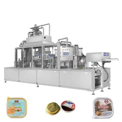 China Automatic Food Hot Selling Pudding Mustard Puree Pure Water Chilli Rice Meat Cup Filling and Sealing Machine for sale