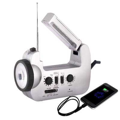 China Solar Home Radio And Hand Crank Powered Emergency Radio With Flashlight And Mobile Power Bank for sale