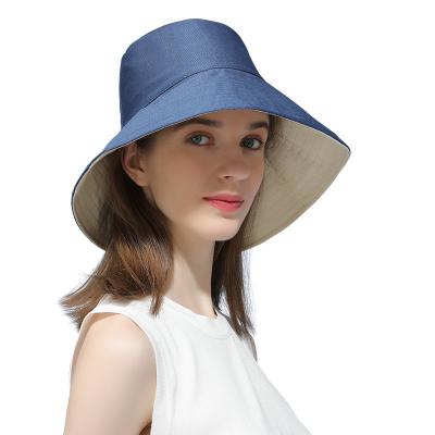 China Korean version female double-sided solid color large summer spring and summer fisherman hat brim sunscreen soft soft hat for sale