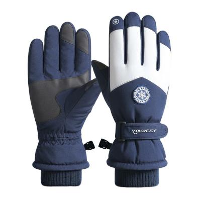 China Men's and Women's Skiing Gloves Winter Split Finger Gloves Climbing Non-slip Plush Cold Water Touch Screen Trolley Gloves Windproof Gloves for sale