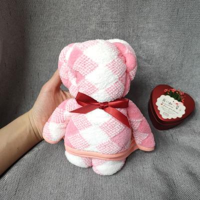 China Cute/Fashion Bear Shaped Towel Warp-knitted Coral Velvet Soft Absorbent Towel Gift for sale